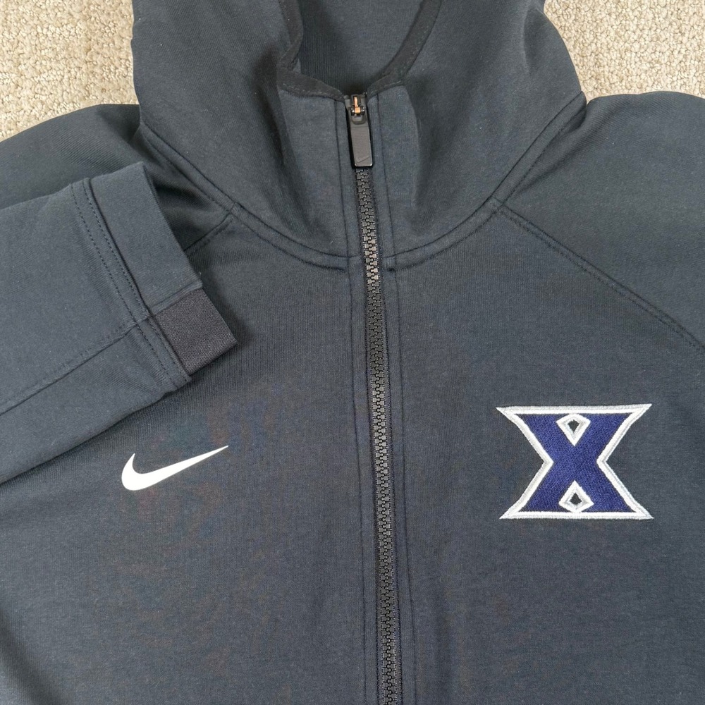 Nike Dri-Fit Mens Medium Xavier Musketeers Black Full Zip Warm Up Flex Hoodie